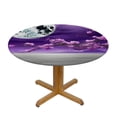 thumbnail image 3 of WYYP Purple Flowers, Full Moon Round Tablecloth - Outdoor Picnic Camping and Indoor Kitchen Dining Party - 100% Polyester Waterproof Resistant Fabric White, 3 of 8