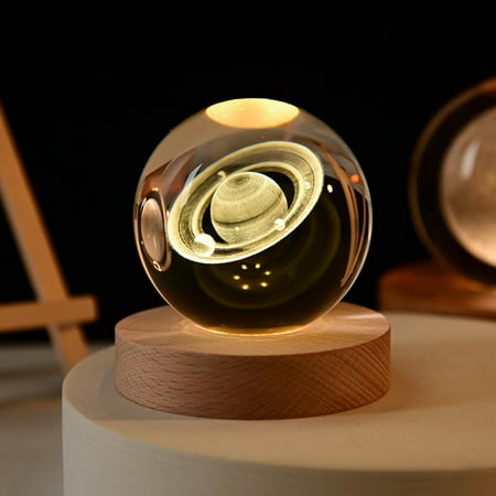 

6cm 3D Crystal ball Crystal Planet Night Light Gift Home Desktop Decoration
