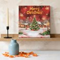 thumbnail image 3 of Ships Next Day Canvas Wall Art 10"x10",Red Green Christmas Wood Framed Canvas Print Painting,Winter Snowflakes Xmas Trees Village Ready to Hang Small Picture Wall Decor for Kitchen Nursery Office, 3 of 9