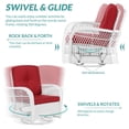 thumbnail image 5 of MEETWARM 3 Pieces Outdoor Wicker Swivel Rocker Patio Set, Rocking Chairs Rattan Patio Furniture Sets with Thickened Cushion and Glass-Top Coffee Table, Conversation Bistro Set, White Wicker/Red, 5 of 8