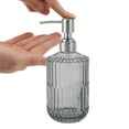 thumbnail image 3 of 1 Pc Simple Vertical Lines Soap Pump Dispenser for Bath 450ml Gray Silver Tone, 3 of 6