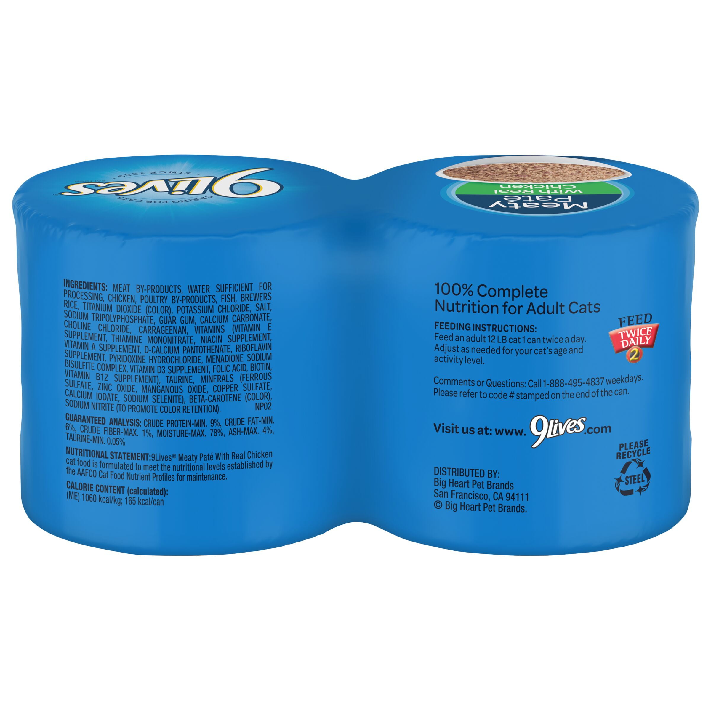 9Lives Meaty Paté with Real Chicken Cat Food, 24-5.5-Ounce Cans