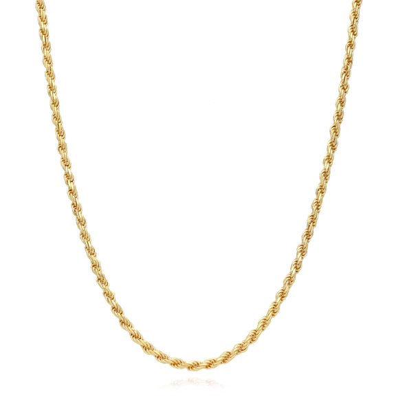 Solid 18K Yellow Gold Over Silver 2.8mm Rope Chain Necklace 16"-24"