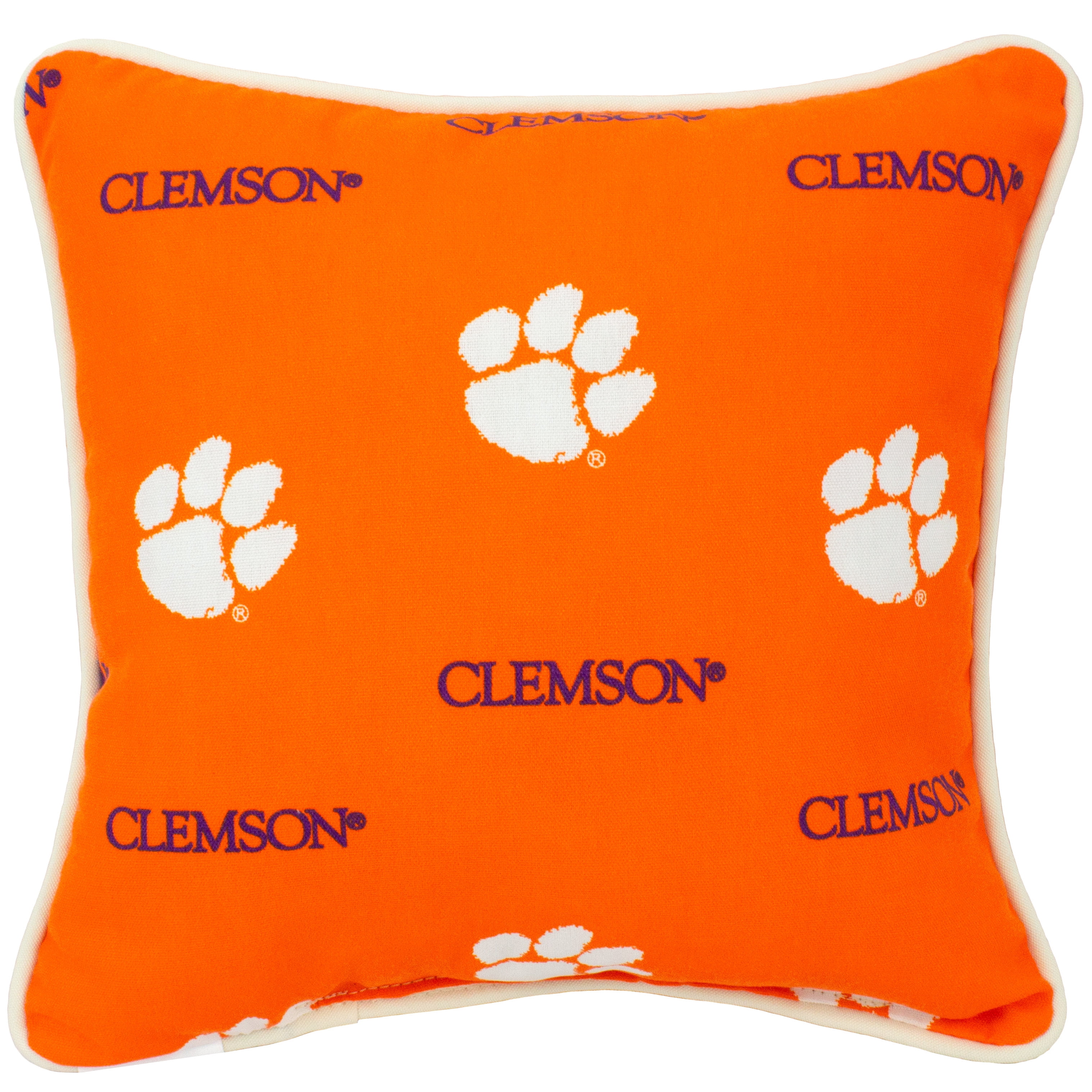 Clemson Tigers College Covers Indoor or Outdoor Decorative Pillow Pair, 16 in x 16 in
