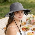thumbnail image 6 of 3 Speed Solar Powered Fan Hat with 2 Fans, Wide Brim Sun Hat for Outdoor Fishing, Hiking Gardening, USB Solar Charging, Mother's Day Gift for Women Mom, Birthday Gift for Girlfriend, Dark Gray, 6 of 7