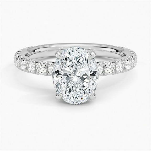 Empire JEWEL 1.8 Ct Oval Cut Lab Created Diamond Engagement Ring - 14K White Gold Plated Anniversary Wedding Jewelry - Birthday Gift Ideas - Sterling Silver Ring