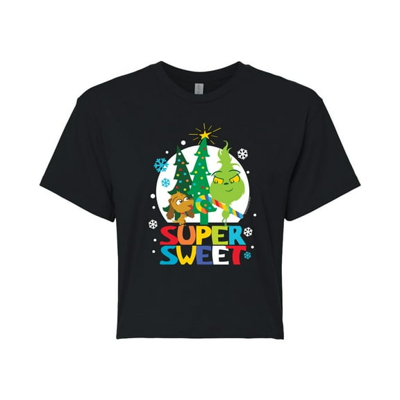 Dr. Seuss The Grinch - Little Grinch - Super Sweet - Juniors Cropped Cotton Blend T-Shirt