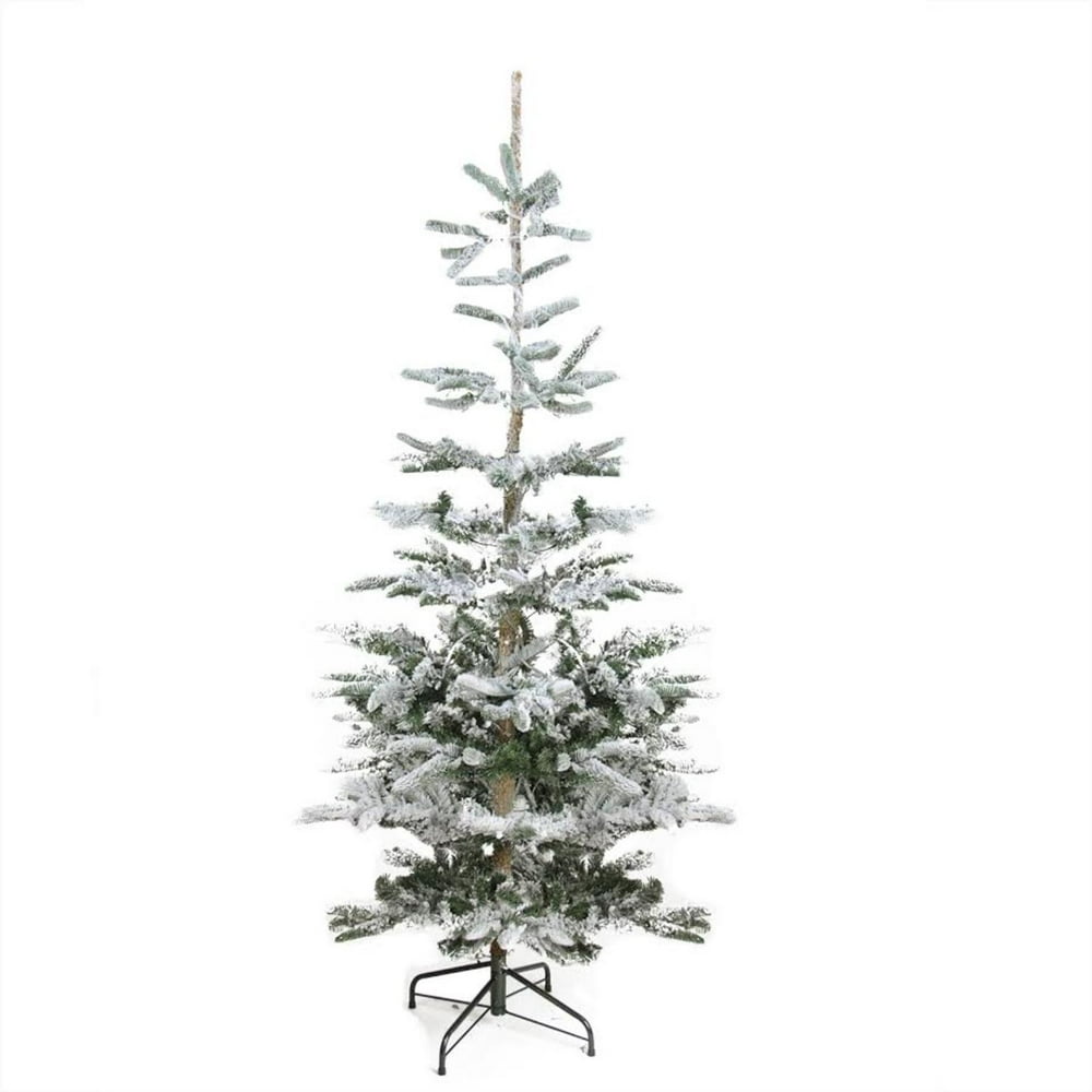 Costway 7.5 ft Snow Flocked Artificial Christmas Tree Hinged Alaskan