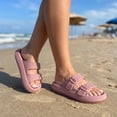 thumbnail image 4 of Cushionaire Fame Pillow Recovery Sandals for Women, Adjustable Double Buckle Waterproof EVA Cloud Slides for Women, 4 of 20