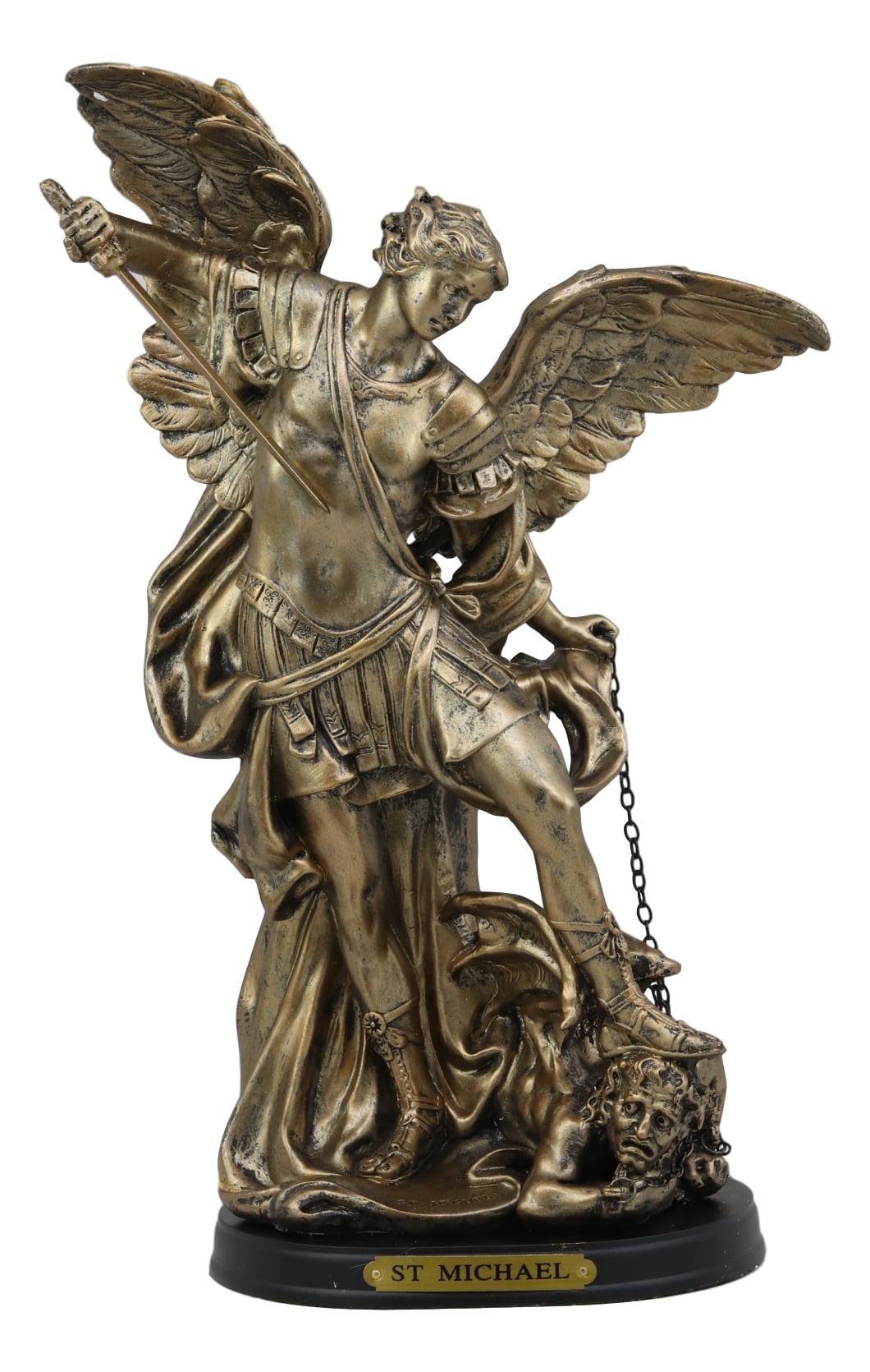 Ebros Large Archangel Saint Michael Slaying Chained Lucifer Statue 12 5 Tall Walmart Com