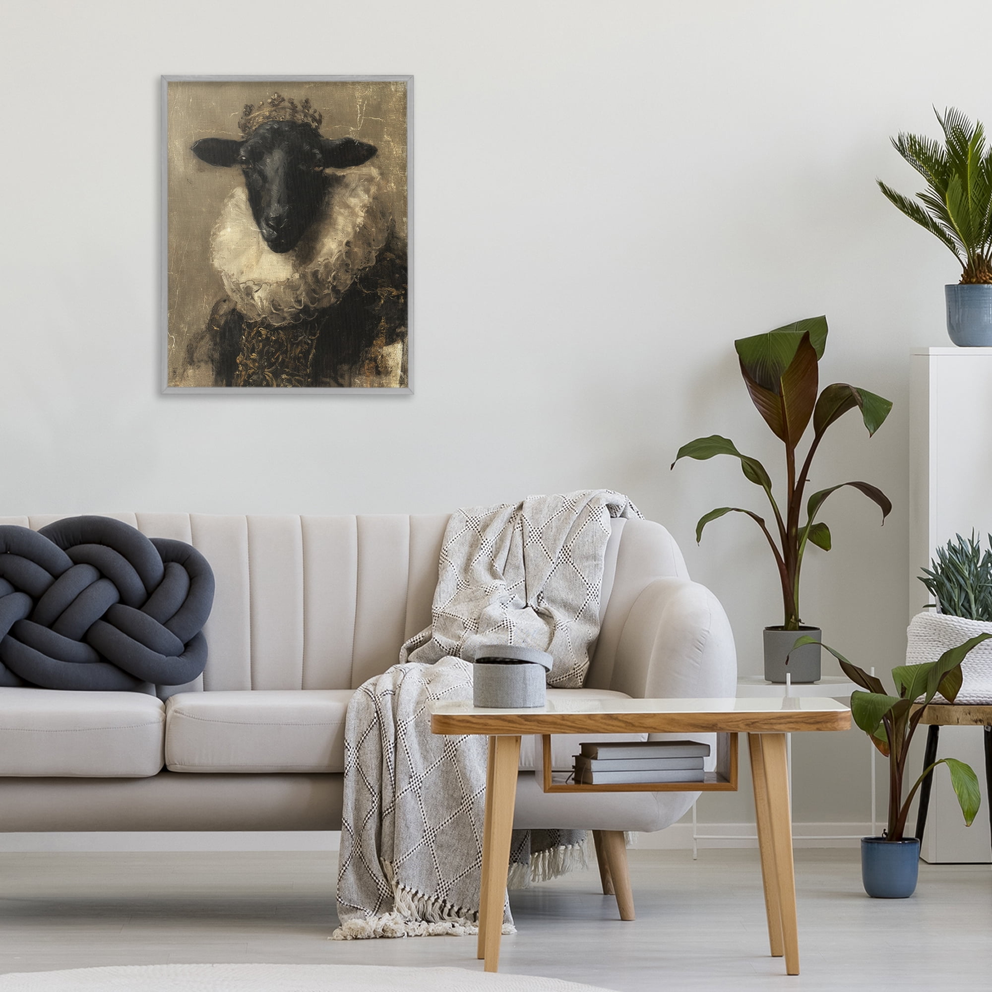 Stupell Industries Noble Ram Portrait Gray Framed Giclee Art, design by Svetlana Aleynikova