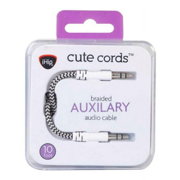 Kole Imports iHip Cute Cords 10 Foot Braided Auxilary Audio Cable - Pack of 48
