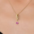 thumbnail image 3 of Gem Stone King 14K Yellow Gold Pink Created Sapphire and Lab Grown Diamond Pendant Necklace for Women | 1.03 Cttw | Gemstone September Birthstone | Round 6MM | With 18 inch Chain, 3 of 6