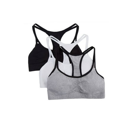 Fruit of the Loom Girls Cotton Stretch Sports Bra, 3 Pack (Little Girl & Big