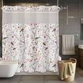 thumbnail image 5 of Vintage Spring Wallpaper No Hooks Shower Curtain with Snap-in Liner Bird Red Flower Plants Texture Shower Curtains for Bathroom, Waterproof, Easy Install, Washable 66"x72", 5 of 9