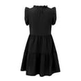 thumbnail image 5 of B91xZ Robe Tunique d'Été pour Femme Décontractée Coupe Ample Robe Évasée Cache-Ventre avec Poches, Noir TG, 5 of 5