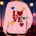 thumbnail image 3 of Womens Valentines Sweatshirt Oversized Long Sleeve Heart Love Shirts Crewneck Cute Pullover Sweater Tops, M Pink, 3 of 7