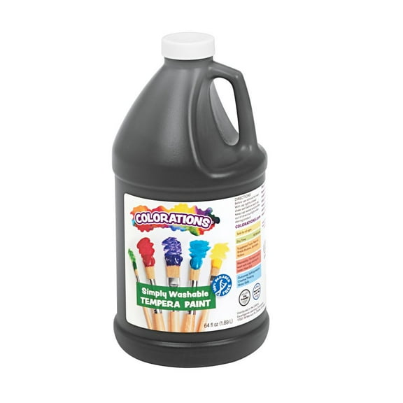 Colorations Paraben-Free Simply Washable Tempera Paint- Black, 1/2 Gallon