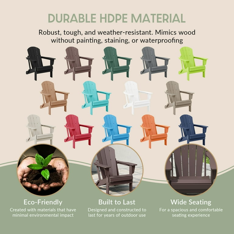 Westintrends Outdoor Folding HDPE Adirondack Chair, Patio Seat