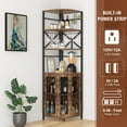 thumbnail image 6 of Frmobepts Corner Bar Cabinet with Power Outlet, 6-Tiers Industrial Wine Cabinet with LED Strip and Glass Holder for Living Room, Kitchen, Rustic Brown, 6 of 9