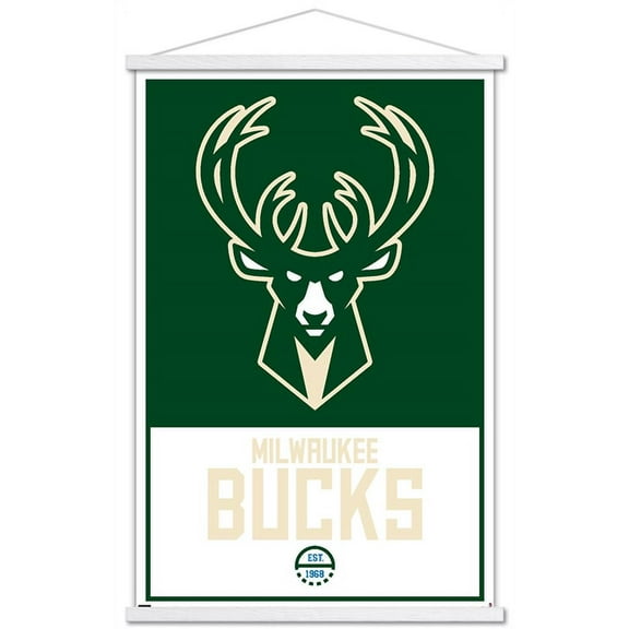 NBA Milwaukee Bucks - Logo 21 Wall Poster with Magnetic Frame, 22.375" x 34"