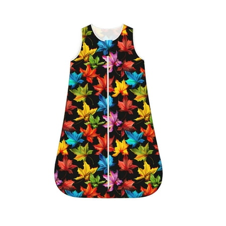 

Honeii Rainbow Colorful Maple Leaves Print Unisex Babies Sleepbag Wearable Blanket Baby Sleeveless Sleeping Bag-X-Large