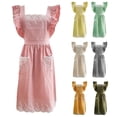thumbnail image 5 of Women's Cotton Linen Crosses Back Apron with Pockets,Fashion Pinafore Dress for Gardening Painting Cleaning Cooking, 5 of 9