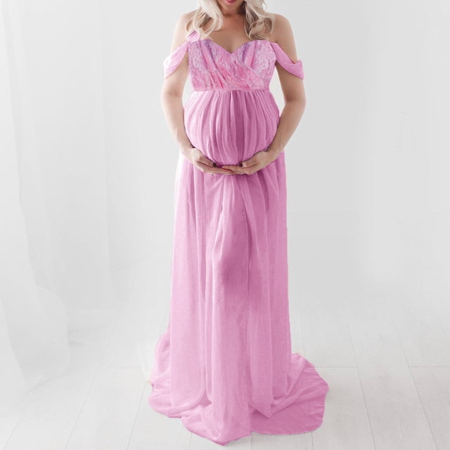 WILLBEST Robe d'Ail Crémeuse Vêtements de Maternité Robe d'Allaitement Fournisseur Robe de Maternité Femmes en Maille Sans Manches Robe de Séance Photo Traînante