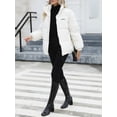 thumbnail image 2 of Franhais Women's Lightweight Down Puffer Coat, Letter Print Stand Collar Long Sleeve Zip Windproof Warm Jacket, 2 of 9