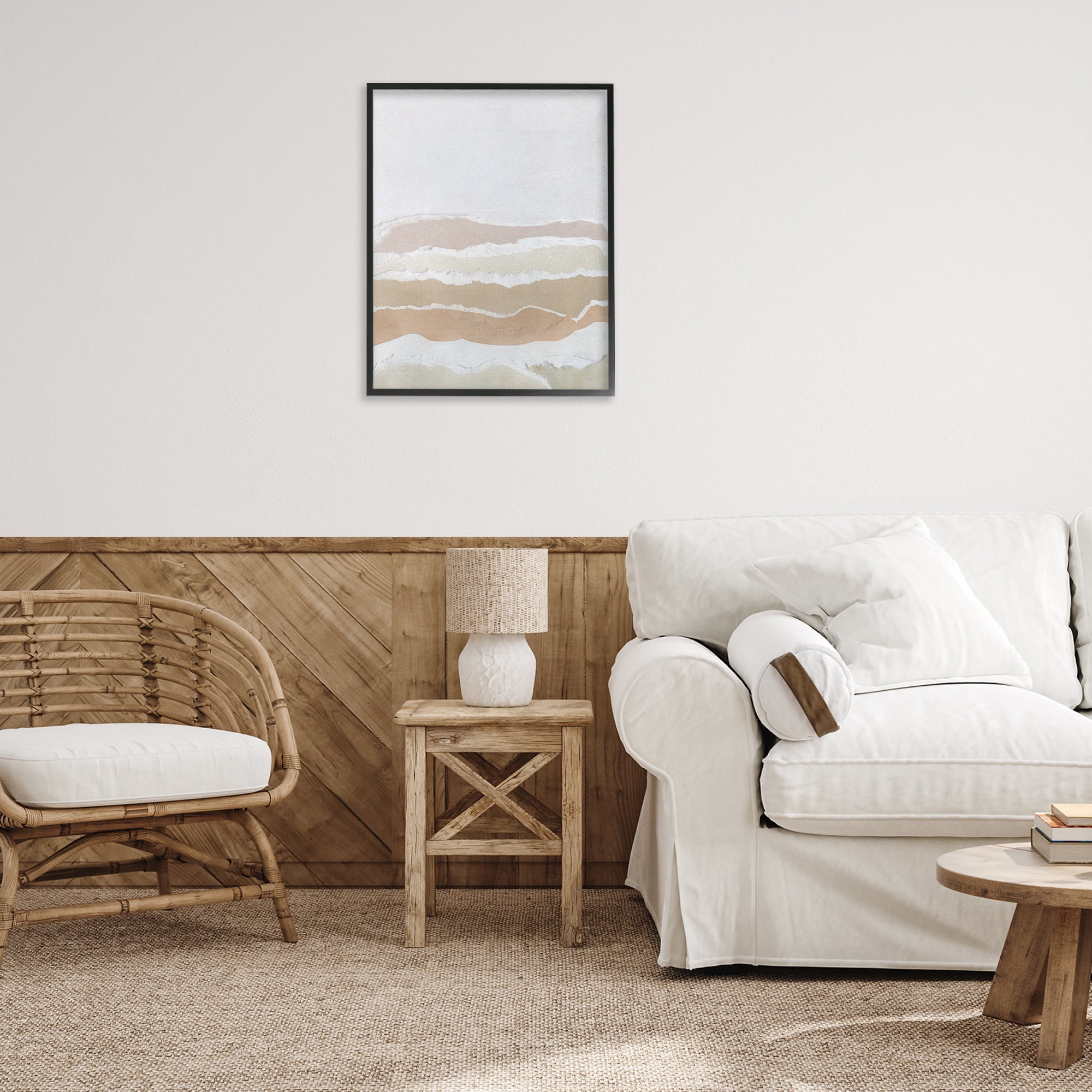 Stupell Industries Desert Dunes Abstraction Abstract Painting Black Framed Art Print Wall Art, 24 x 30
