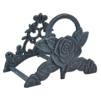 Garden Water Hose Holder Rose Flower Verdigris Cast Iron Hanger Reel 9.5" Wide