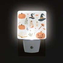 Yayeee LED Night Light for The Home Plug in With Light Sensors 2 Pack, White Halloween Pumpkin