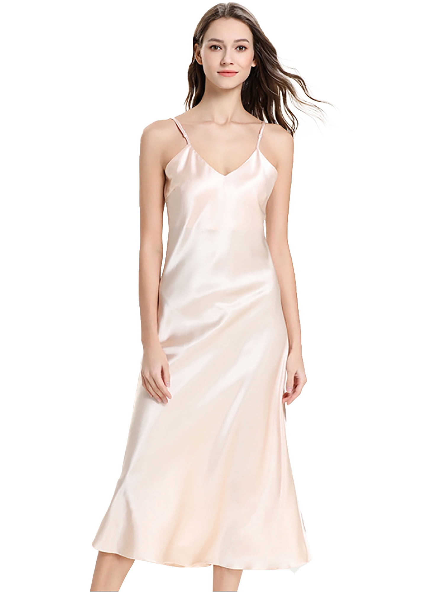 Selfieee Selfieee Womens Plus Size Sleeveless Chemise Nightgown Full Slip Lounge Maxi Dress 