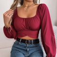 thumbnail image 5 of Women's Casual Sleeve Tie Waist Chiffon Shirt With Navel Top Short Sleeve Athletic Shirt Womens Striped Tee Shirts Short Sleeve Girls Shirts Long Sleeve Tee Shirt Women Graphic Women Shirt Summer, 5 of 7