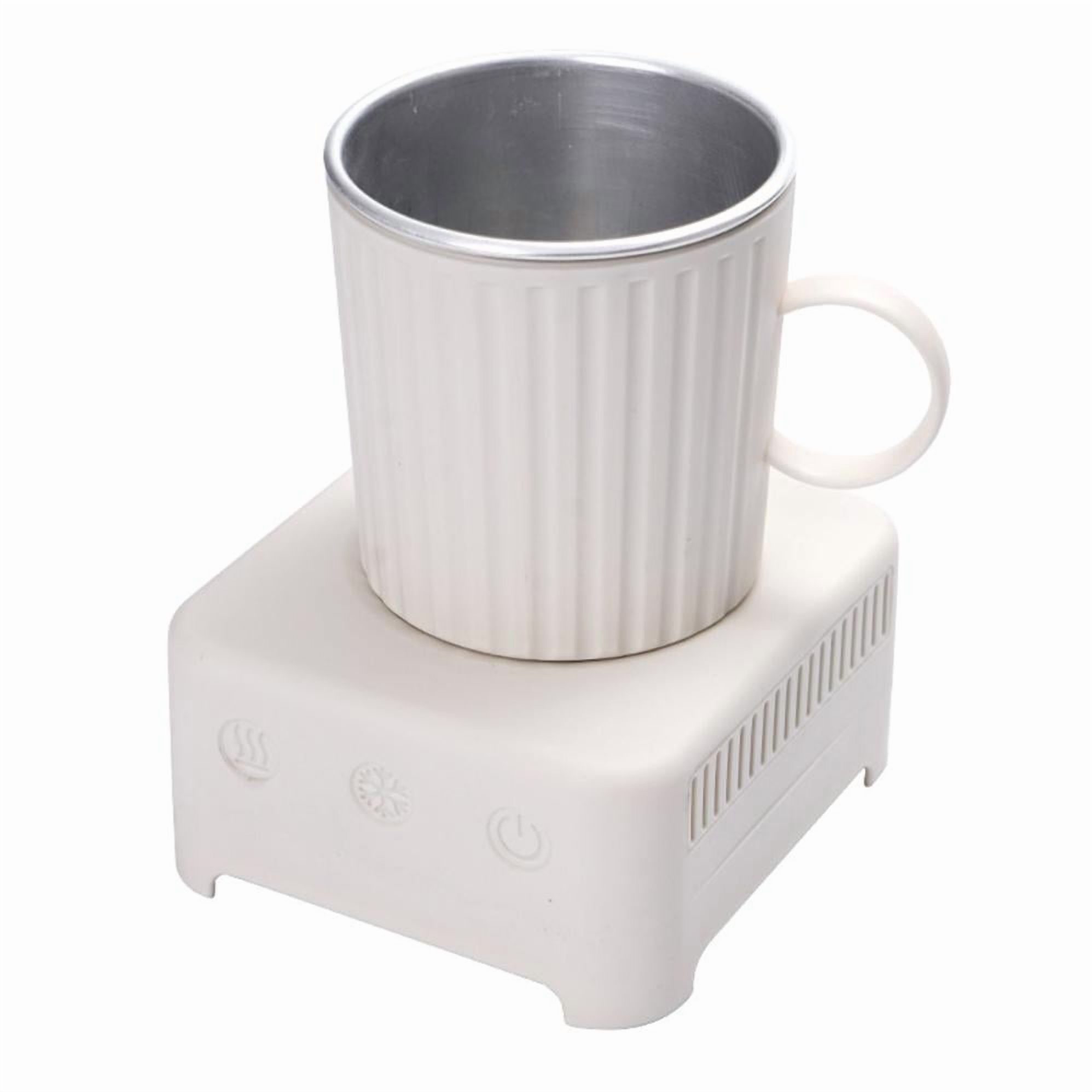 COM1950s Heated and Cooled Cup,Thermoelectric Beverage Chiller and Warmer,13.5 Oz Portable Cup Cooler Heater for Car Office Travel,Desktop Mug Cooler with One Touch Operation