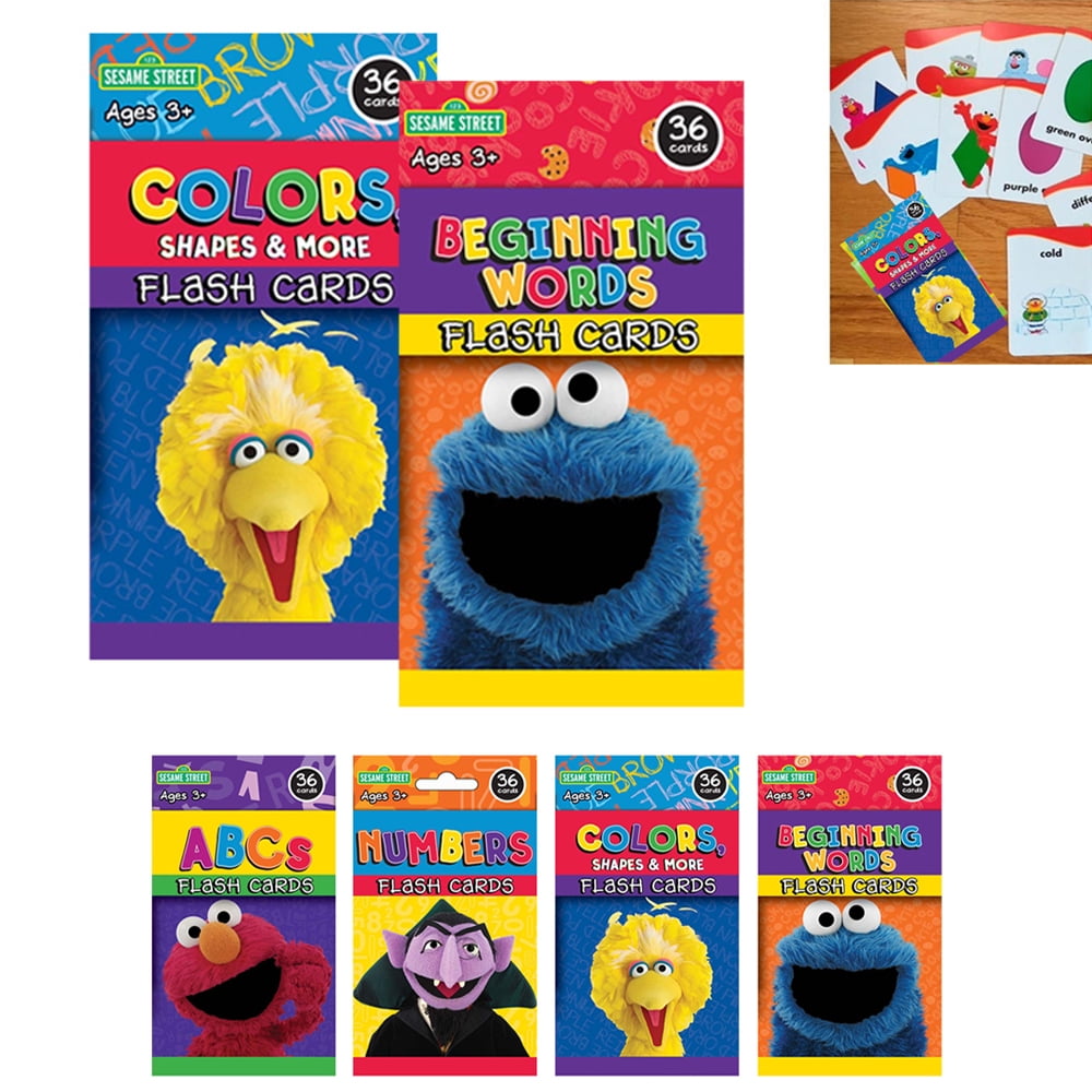 NUMBERS Sesame Street Flash Cards COLORS & SHAPES WORDS ABC’s Set/4-NEW 