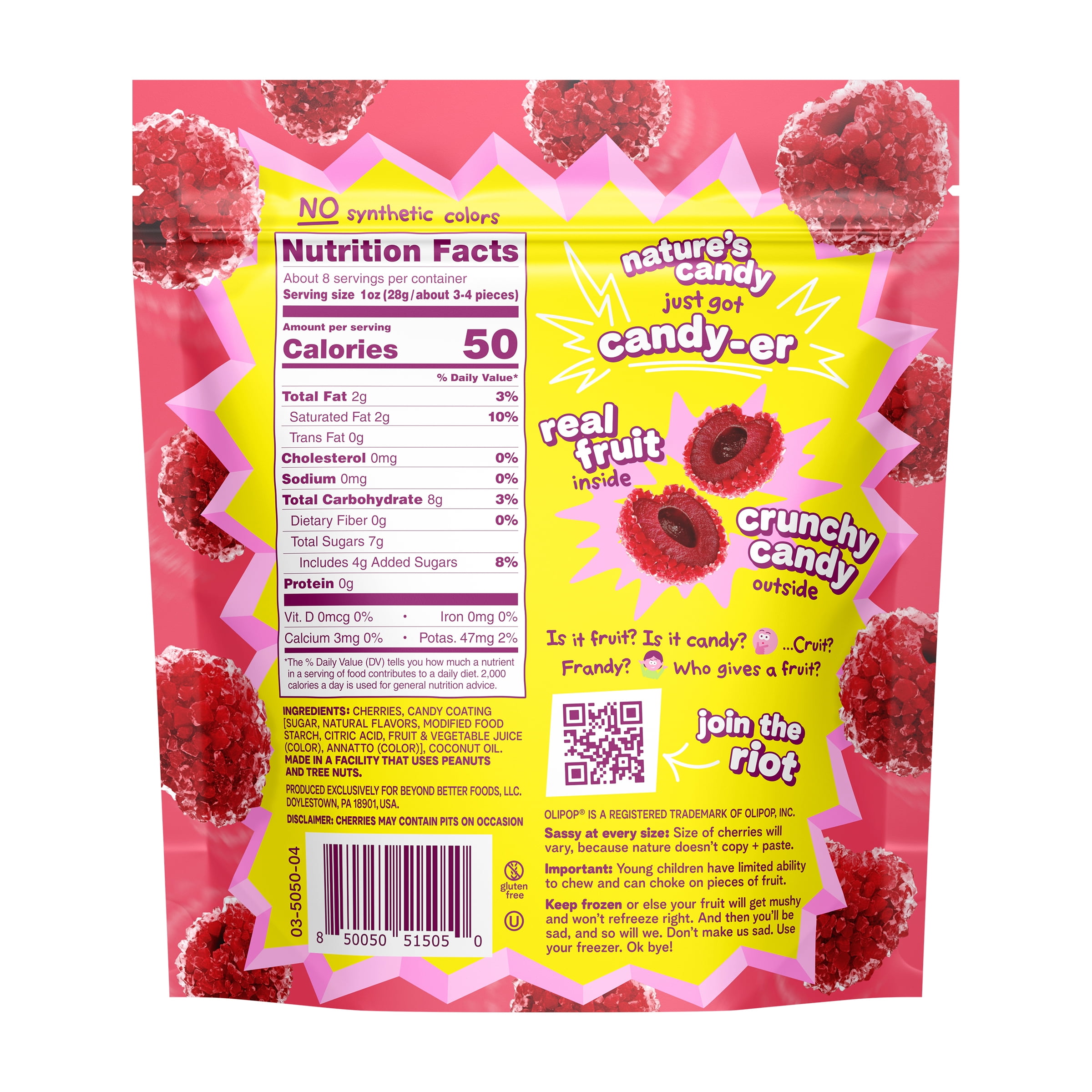 Fruit Riot x Olipop Crunchy Candy Cherries, Vintage Cola, Real Frozen Fruit, 8 oz
