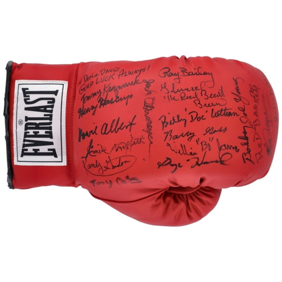 Boxing Greats Multi Signed Glove 17 Sig Chuck Wepner Bobby Joe Young Beckett COA