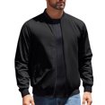 thumbnail image 2 of Men's Jackets-Bomber Jacket Fall Warm Windbreaker Full Zip Casual Coats Black L, 2 of 7