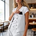 thumbnail image 3 of TEAJOPSUU Women's 2 Piece Linen Cotton Outfits Sets V Neck Button Vintage Vests Cargo Wide Leg Palazzo Pants with Pockets Matching Solid Sets White, 3 of 9