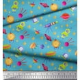 thumbnail image 3 of Soimoi Poly Georgette Fabric Spaceship,Star & Telescope Cartoon Print Fabric by The Yard 52 Inch Wide, 3 of 3