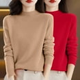 thumbnail image 2 of Bovemsi Womens Sweaters Women'S Autumn And Winter 2pc Solid Color Soft Comfortable Round Neck Pullover Fall Sweaters, 2 of 4