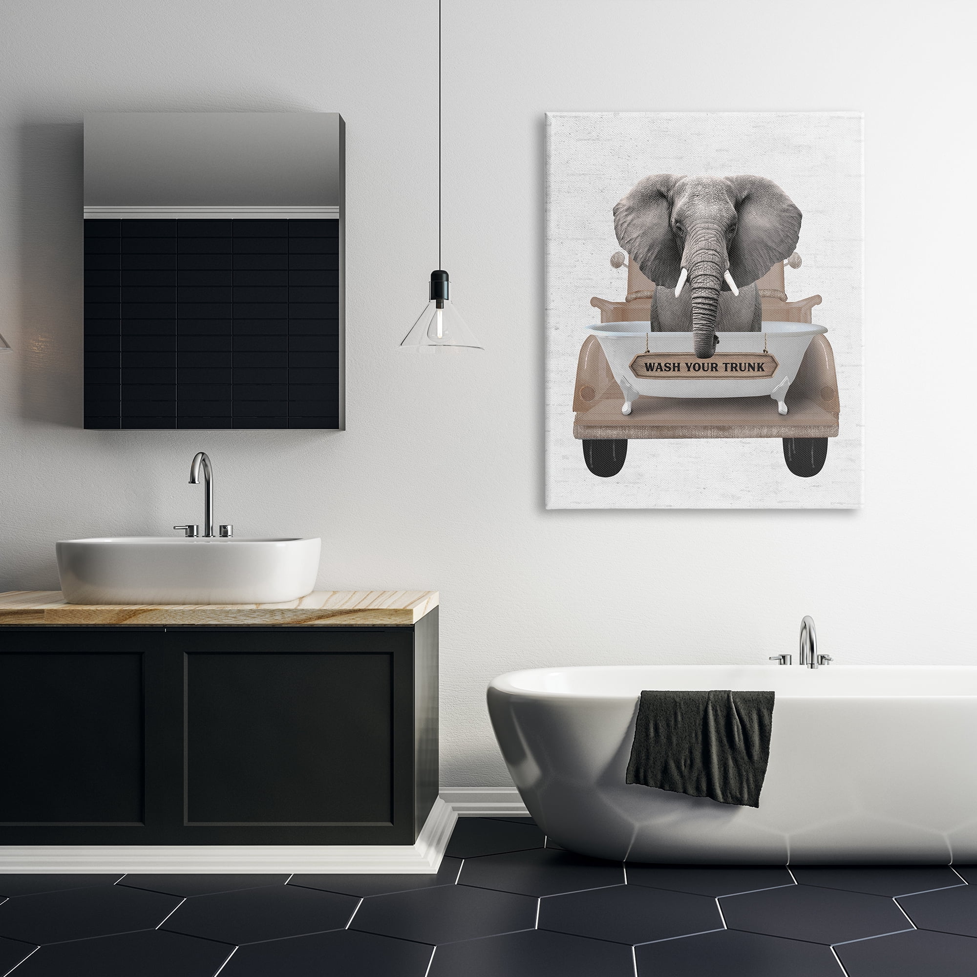 Stupell Industries Wash Your Trunk Elephant Animals & Insects Painting Gallery Wrapped Canvas Print Wall Art, 36 x 48