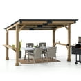 thumbnail image 3 of Sunjoy 10’ x 12’ Gazebo Outdoor/Patio with Wooden Frame, Steel Roof, Power Port and Bar Shelves, 3 of 11