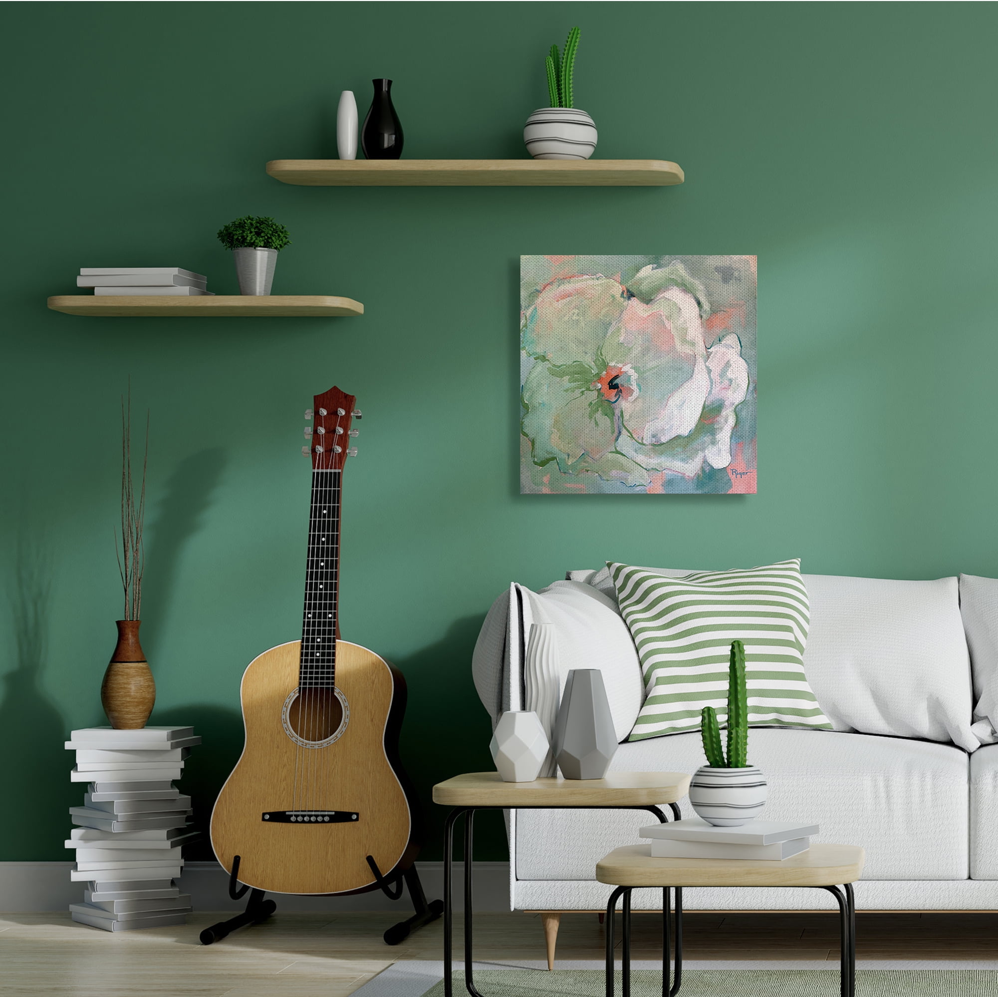Stupell Industries Abstract Succulent Plant Bloom Green Pink White,30 x 30,Designed by Sue Riger