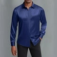thumbnail image 2 of Shiny Satin Shirts for Men Long Sleeve Button Down Collared Business Casual Dress Shirt Formal Work Shirts, 2 of 9