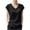Black, variant on Women's Side Drawstring Ruched Tops Lightweight Thin V Neck Cap Sleeve Blouses Loose Fit Dressy Casual Solid Color Shirts M