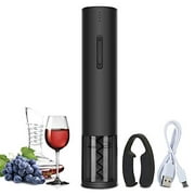 FLASNAKE Electric Wine Opener Rechargeable Automatic Corkscrew Wine Bottle Opener with Foil Cutter & USB Charging Cable Suit for Home Use or as a Gift Elegant Black