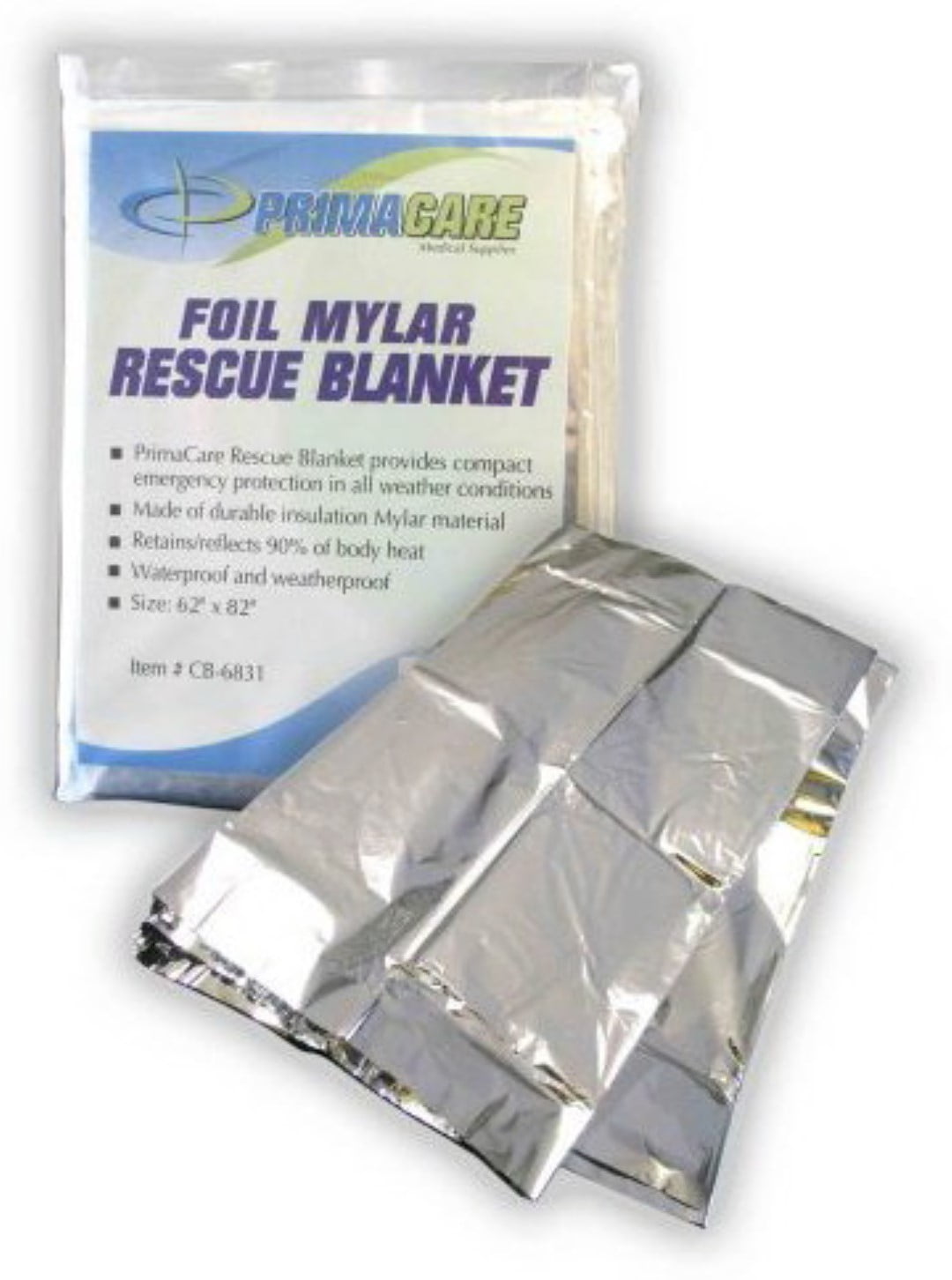 PrimaCare CB-6841 82x54 inch Emergency Foil Mylar Thermal Blanket for sale online 