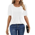 thumbnail image 4 of Fantaslook Blouses for Women Pleated Short Sleeve Tunic Tops Dressy Casual Summer Shirts, 4 of 9